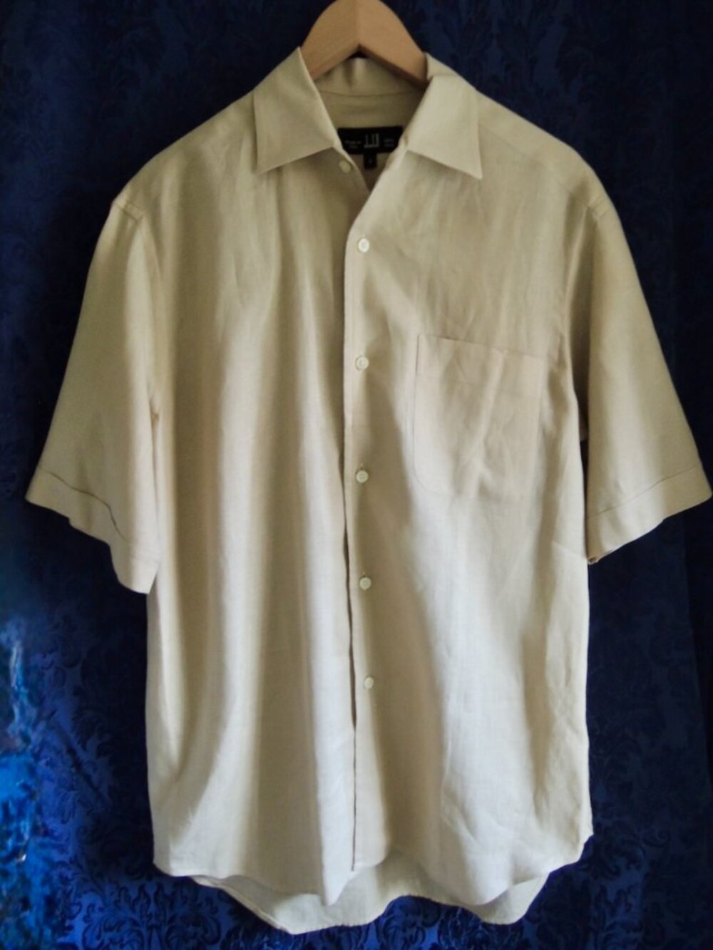 Dunhill Men's Tan 100% Linen Shirt Made in Italy M